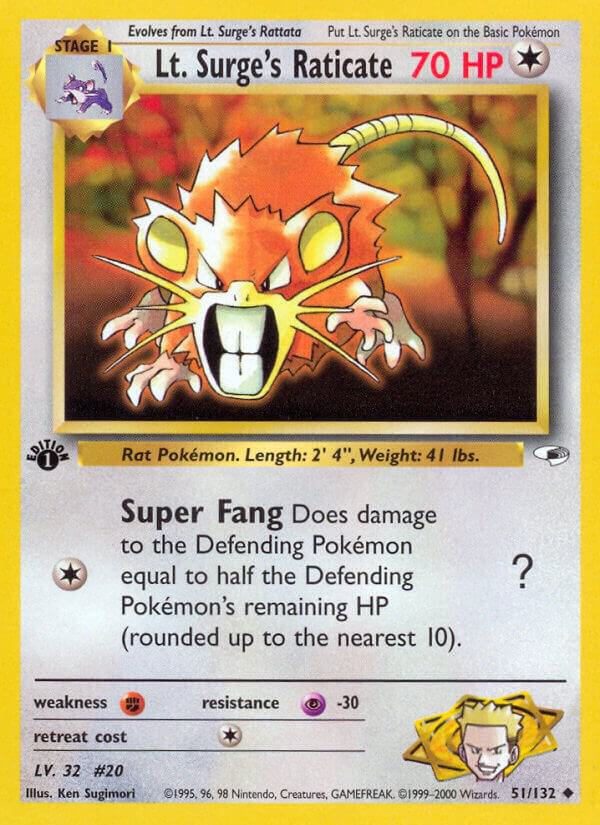 Lt. Surge's Raticate, Gym Heroes 51/132
